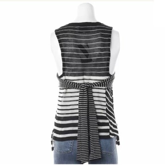 3.1 Phillip Lim Tank M Asymmetrical Striped Tie Back Wool Luxury Sheer - Picture 8 of 12